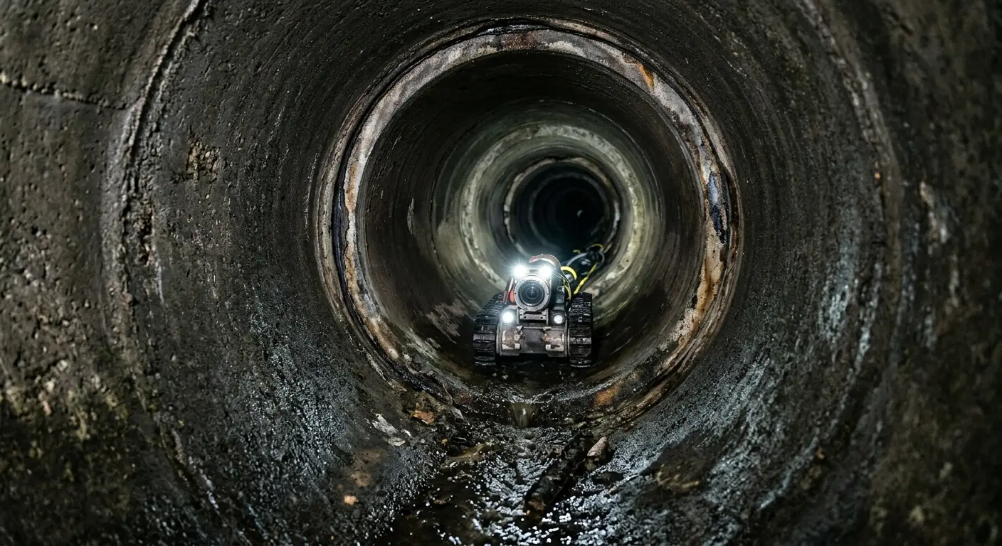 Robotic sewer camera inspecting pipe interior for Drain Snake Service in Grove City